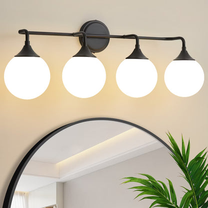 POWLIG Dimmable Vanity Light – Modern Bathroom Fixture with 5.9" Opal Glass Globes