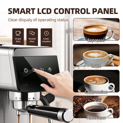 1350W 20 Bar Espresso Machines, Coffee Maker with Automatic Milk Frothing System, Steam Wand & Cup Warmer, LED Touchscreen, 41 OZ/1.2L Remove tank