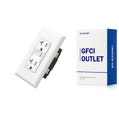 ELEGRP GFCI Outlet with Night Light, 20 Amp 125V Tamper Resistant Duplex wall outlet,Wall Plate included, Matte White 1PC