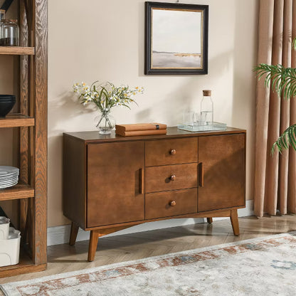 47.3" Mid-Century Modern Furniture Sideboard Cabinet with 3 Drawers, Buffet Storage Console Cabinet for Kitchen, Dining Room, or Living Room