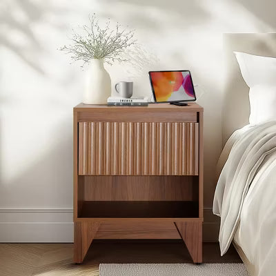 KOLIGEY 1 - Black Drawer Nightstand With Charging Station, Versatile Side Table With Storage