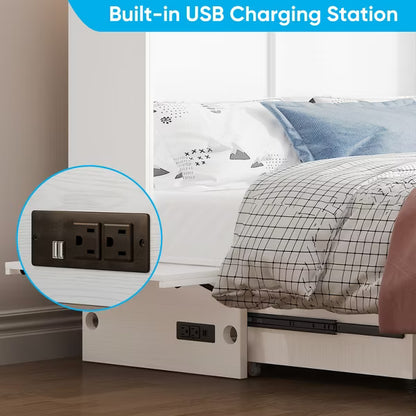 Mjkone Queen Murphy Bed with Mattress,Foldable Space-Saving Cube Cabinet Bed