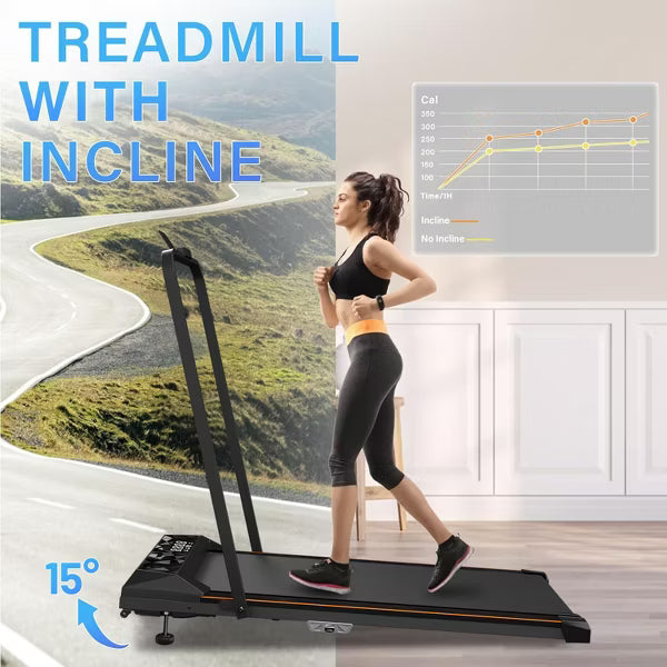 KERDOM Walking Pad with Incline, Under Desk Treadmill, Portable Treadmills for Home Office, 4 in 1 Walking Running Machine Manual Incline