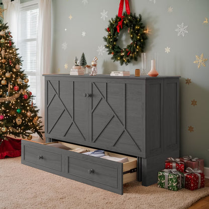 Mjkone Modern Queen Size Murphy Bed with USB ports & Foldable Mattress