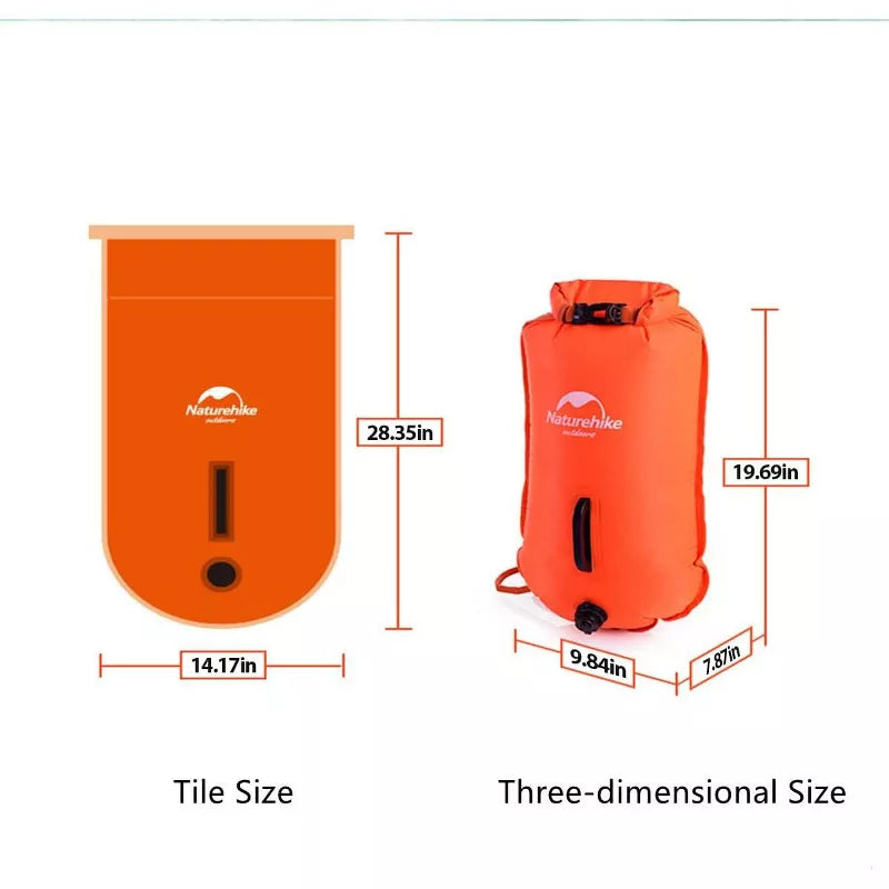Naturehike 28L Dry Bag High Visible Safety Swim Buoy - Ultralight Dry Bag for Open Water Swimming Kayaking Snorkeling Diving Fishing