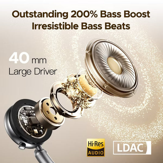 VEATOOL Mini Go Wireless Retro Headphones 100 Hours Playtime Bluetooth 5.4 Wireless ANC Over-Ear Headphones LDAC Hi-Res