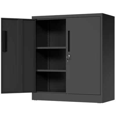 VIYET Metal Storage Cabinet with Lock, 2 Adjustable Shelves, Heavy Duty Steel Utility Cabinet for Office, Garage