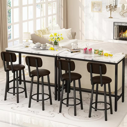 Modern Rectangle Dining Room Table Set for 2, Kitchen Bar Table Set With MDF Tabletop & 2 PU Leather Chairs for Small Space, Living Room, Apartment