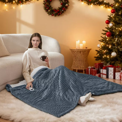 GentleSoft Heated Blanket Soft Ribbed Flannel Electric Blanket Gifts for Others
