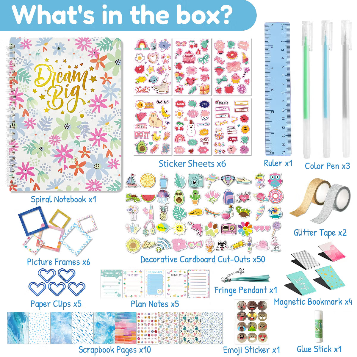 Belatt DIY Journal Kit for Girls - Birthday & Christmas Gift for Ages 8-12, Scrapbook & Diary Set for Creativity, Mindfulness & Self-Expression