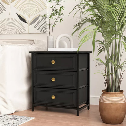 CIPACHO 2 Piece Black 20 Tall 3 Drawer Nightstand Set Ideal for Living Room to Organize Small Essentials and Brighten Your Space