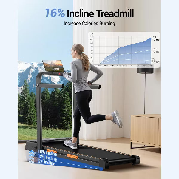 15% Incline Walking Pad Treadmill with Handle Bar - 2.5HP Quiet Folding Treadmill for Home Office Under Desk Portable walking pad treadmill