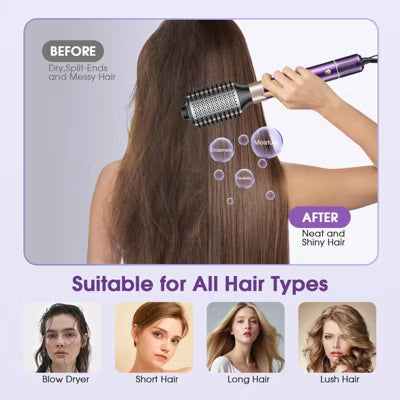 7 in 1 Hair Dryer Brush for Fast Drying/Straightening/Curling, Mutil-Use Blow Dryer Brush,Hair Dryers for Women,Millions Negative Ion,Purple