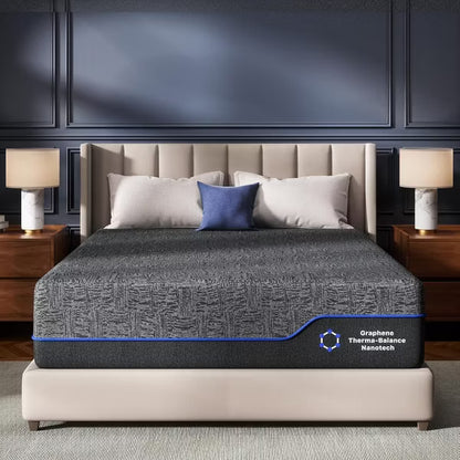 ELJGET Queen Mattress, 10" Memory Foam Mattress in a Box, Cooling Gel & Bamboo Charcoal Infused Bed, Graphene Fabric Cover, 60"*80"