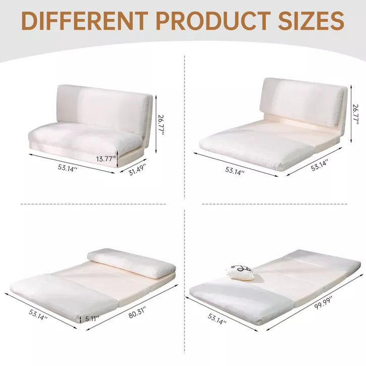 Hooseng Bean Bag Bed, Folding Sofa Bed for Adults with Washable Velvet Cover, 4 in 1 Convertible Floor Sofa Couch for Living Room Bedroom