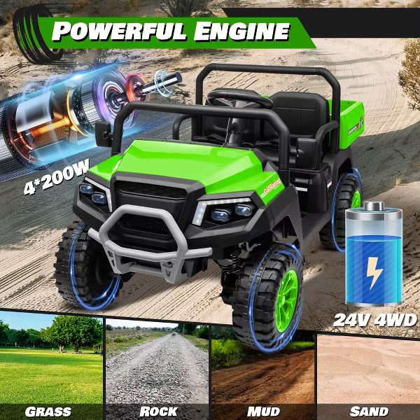 JOYRACER 24V 4WD Ride on Car w/800W Motors, 2 Seater, 2.4G Remote Control, 4 Wheeler, Pop Music, LED Light, 24 Volt Ride on Toys for Big Kids