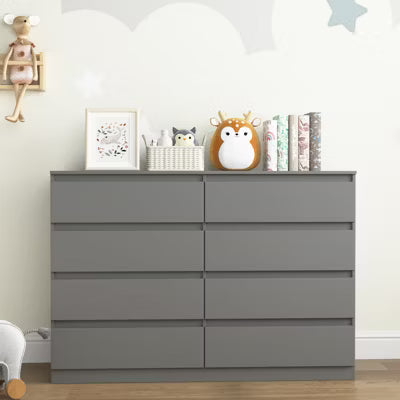 Resenkos Storage Dresser Furniture Unit, 6 Drawer Tall Standing Organizer for Bedroom, Closet - Grey