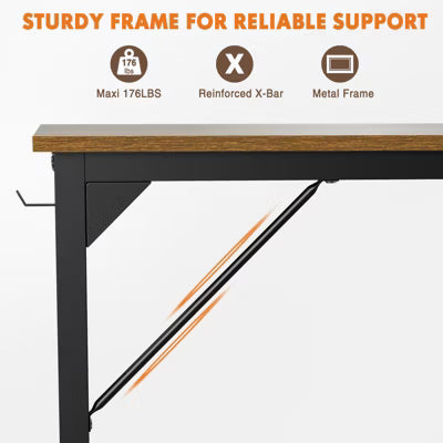 Sevobal Desks Game Computer Desk, Home Office Desk, Desk For Studying, Writing, Working , Gaming, Modern Simple, Brown, 63"*26"*29.8"