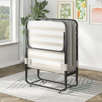 Mjkone Twin Size Modern Folding Bed With Mattress Included