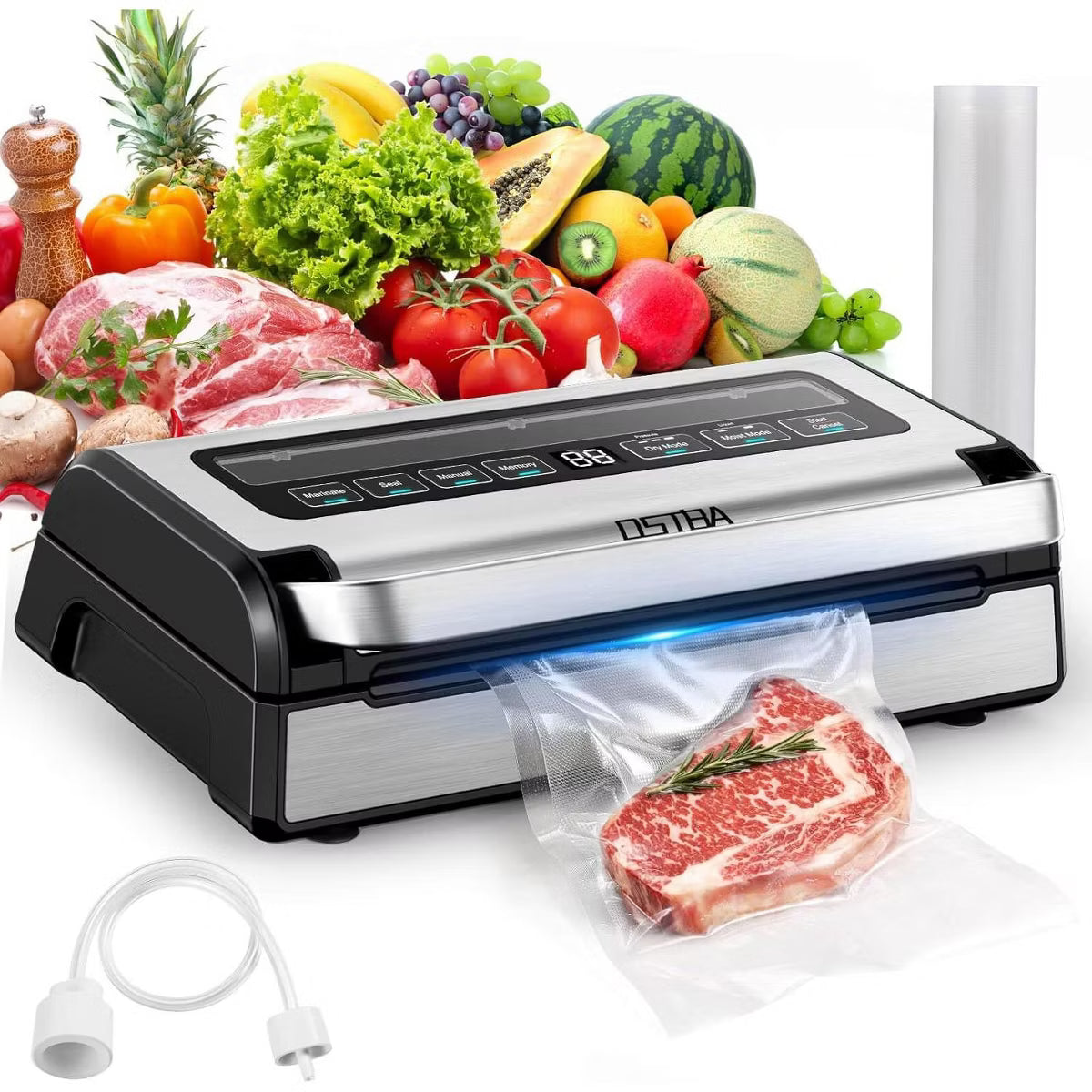 180W Vacuum Sealer Machine, 12-in-1 Double Pump Food Saver with Cutter, Bag Storage & Memory Function