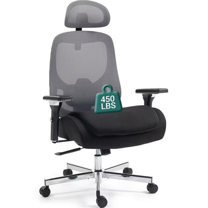 Bosmiller Ergonomic Mesh Office Chair, Comfy Desk Chair, Big and Tall Executive Office Chair with 4D Arms, 2D Lumbar Support, Adjustable Headrest