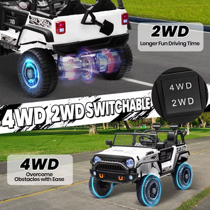 JOYRACER 24V 4WD 4-Wheeler Ride-On Truck Toys, 2-Seater Kids Electric Car w/ Remote, 7AH Battery, Spring Suspension, Bluetooth, Gift for Boys & Girls
