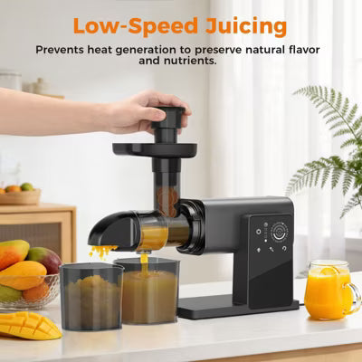 Teendow Slow Masticating Juicer, Cold Press Juicer with Reverse Function, Touch-Screen Juicer, High Juice Yield, 200W, BPA-Free