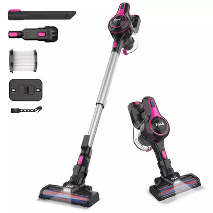 Gift for Valentine's Day INSE N5T Cordless Vacuum Cleaner, Lightweight Powerful Suction Cordless Stick Vacuum Red