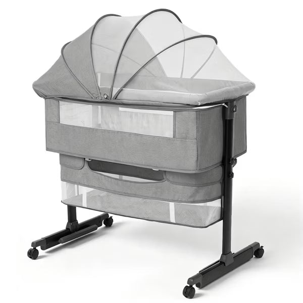Baby Bassinet Bedside Sleeper, Portable 3-in-1 Design,Grey