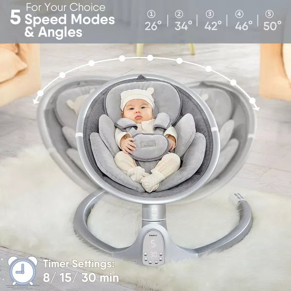BabyBond Baby Swings for Infants with 10 Preset Lullabies, 5 Point Harness Belt, 5 Speeds and Remote Control