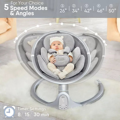 BabyBond Baby Swings for Infants with 10 Preset Lullabies, 5 Point Harness Belt, 5 Speeds and Remote Control