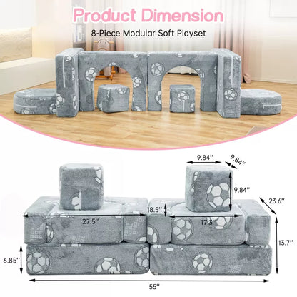 Hooseng Modular Kids Couch, Glow-in-The-Dark Sectional Convertible Toddler Play Sofa, Multi-Combination Playing Couch for Playroom