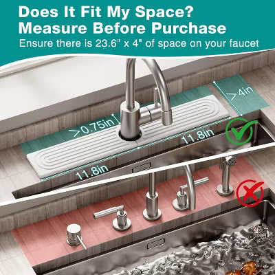 Faucet Mat, 23.6" Stone Water Absorbent Mat & Faucet Splash Guard, White