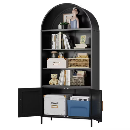 SUXXAN Metal Arched Bookshelf, Accent Arch Kitchen Pantry Cabinet With Drawer,Assembly Required