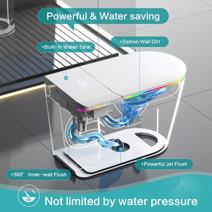 Dyonery Smart Toilet, Tankless One-Piece with Foam Shield, Auto Open/Close Lid, Heated Bidet & Dryer, LED Night Light, Auto Flush