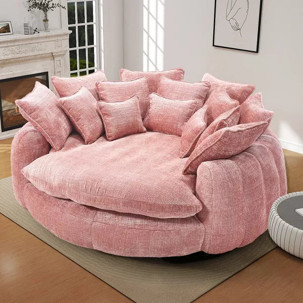 AENKYO 81" Oversized Bean Bag Chair, Large Boneless Round Deep Seat Chaise Lounge with 14 Pillows,Chenille Reading Chair for Living Room, Bedroom