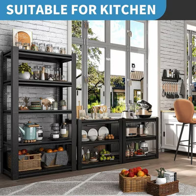 Yukimo 31.5"H 3-Tier Heavy Duty Metal Storage Shelves - 1200LBS Capacity, Adjustable Utility Rack for Garage, Kitchen, Bedroom, Powder Coated Black