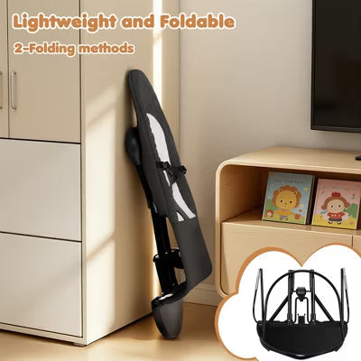 Baby Rocker and Stationary Seat, Foldable 2-in-1 Bouncer with Recline and Toy Bar,Organic Oat