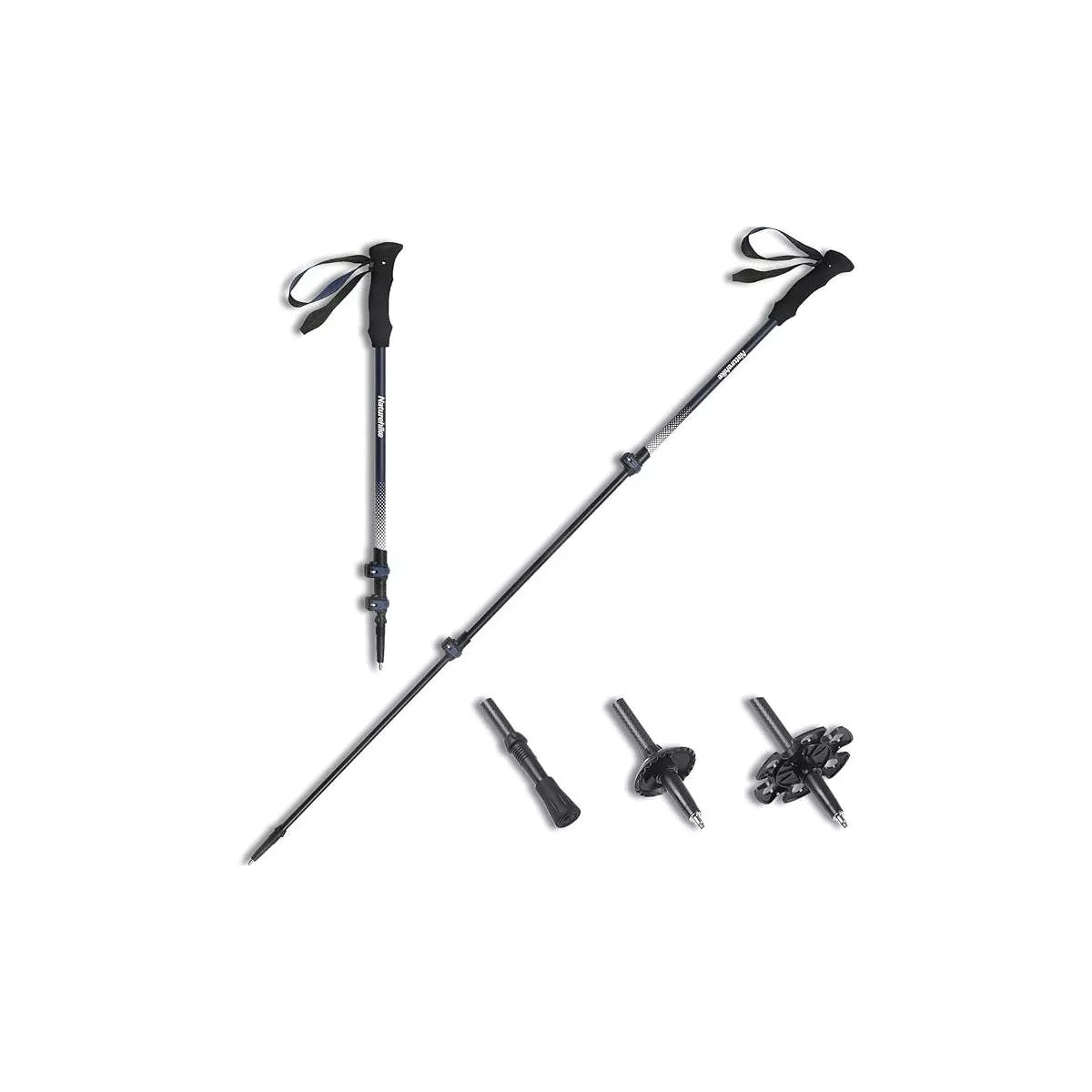 Naturehike 1pc Trekking Poles Carbon 169g Adjustable Ultra-Lightweight Hiking Sticks Unisex Walking Stick with Accessories for Outdoor,Navy Blue