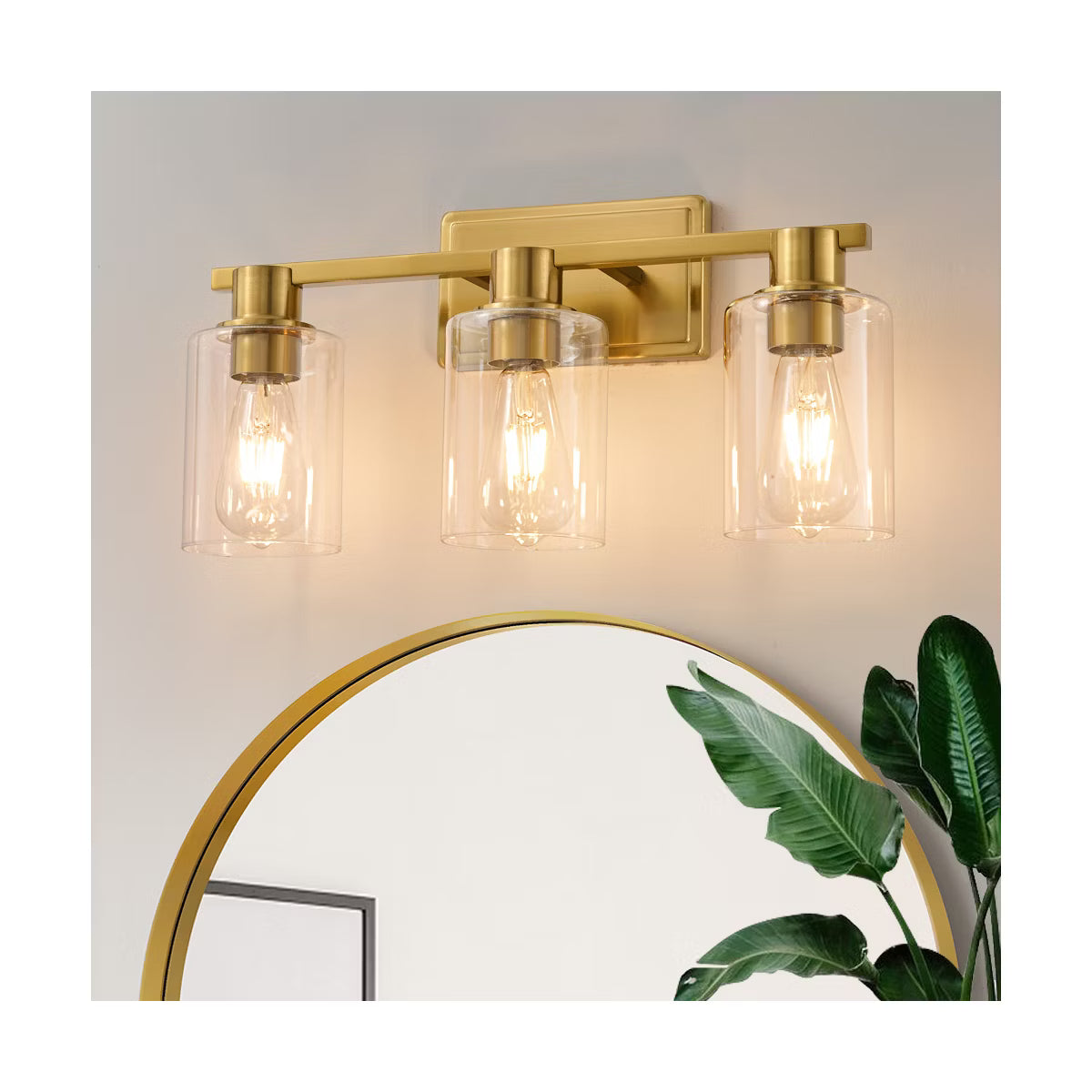 POWLIG Dimmable Vanity Light - Modern Bathroom Lighting with Cylindrical Glass Shades