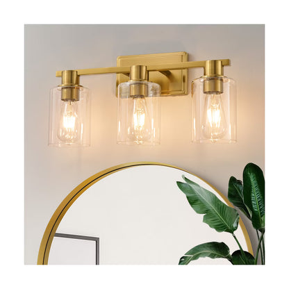 POWLIG Dimmable Vanity Light - Modern Bathroom Lighting with Cylindrical Glass Shades