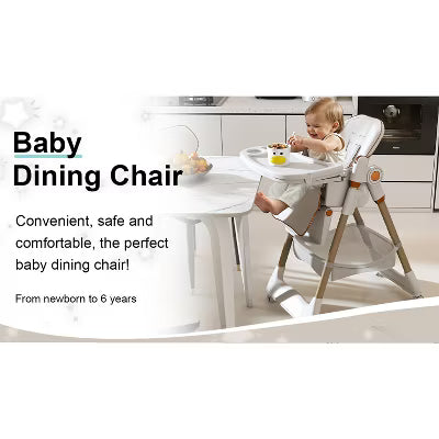 Resenkos Fast-Folding High Chair Highchair, ,Adjustable Baby to Toddler Seat, Silent Lockable Wheels