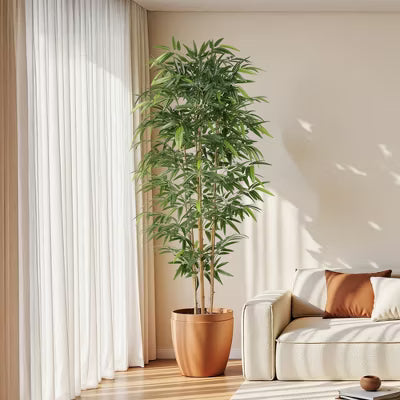 DR.Planzen 5/6/7FT Artificial Bamboo Tree with Real Bamboo Canes in Black Planter, Realistic Faux Bamboo Plant for Indoor Outdoor Home Decor?