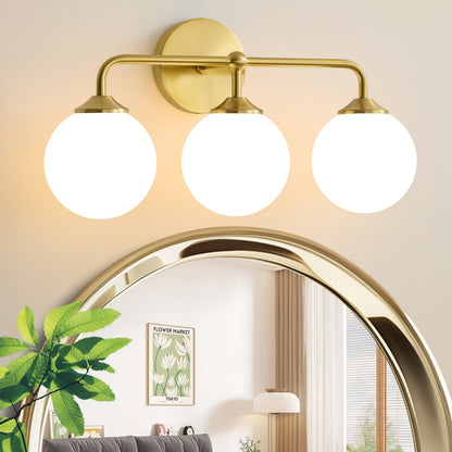 POWLIG 18.89-in 3-Light Bathroom Vanity Lighting with Milk White Glass Globe Shades