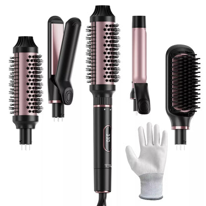 NICEBAY Thermal Hair Brush, Curling Iron Hair Styling Tools, Flat Iron Hair Straightener, Curling Wand Hair Tools, Instant Heat Up Wand Curling Iron