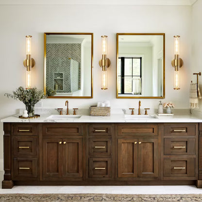 POWLIG 19.84" Modern Wall Sconce - 2-Light Dimmable Bathroom Vanity Light with Transparent Glass Shade