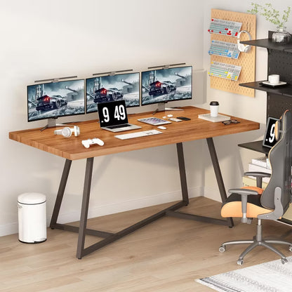 Hooseng Long Dining Table, Multifunctional Console, Kitchen Table with Sturdy Metal Frame, Small Space Tall Table, 71-Inch Dining Table