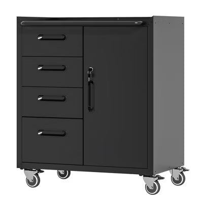 VIYET 35"H Heavy-Duty Steel Tool Cabinet with Wheels-Categorized Drawers+Lockable Storage (Adjustable Shelf),Garage/Home/Office/Workshop,black