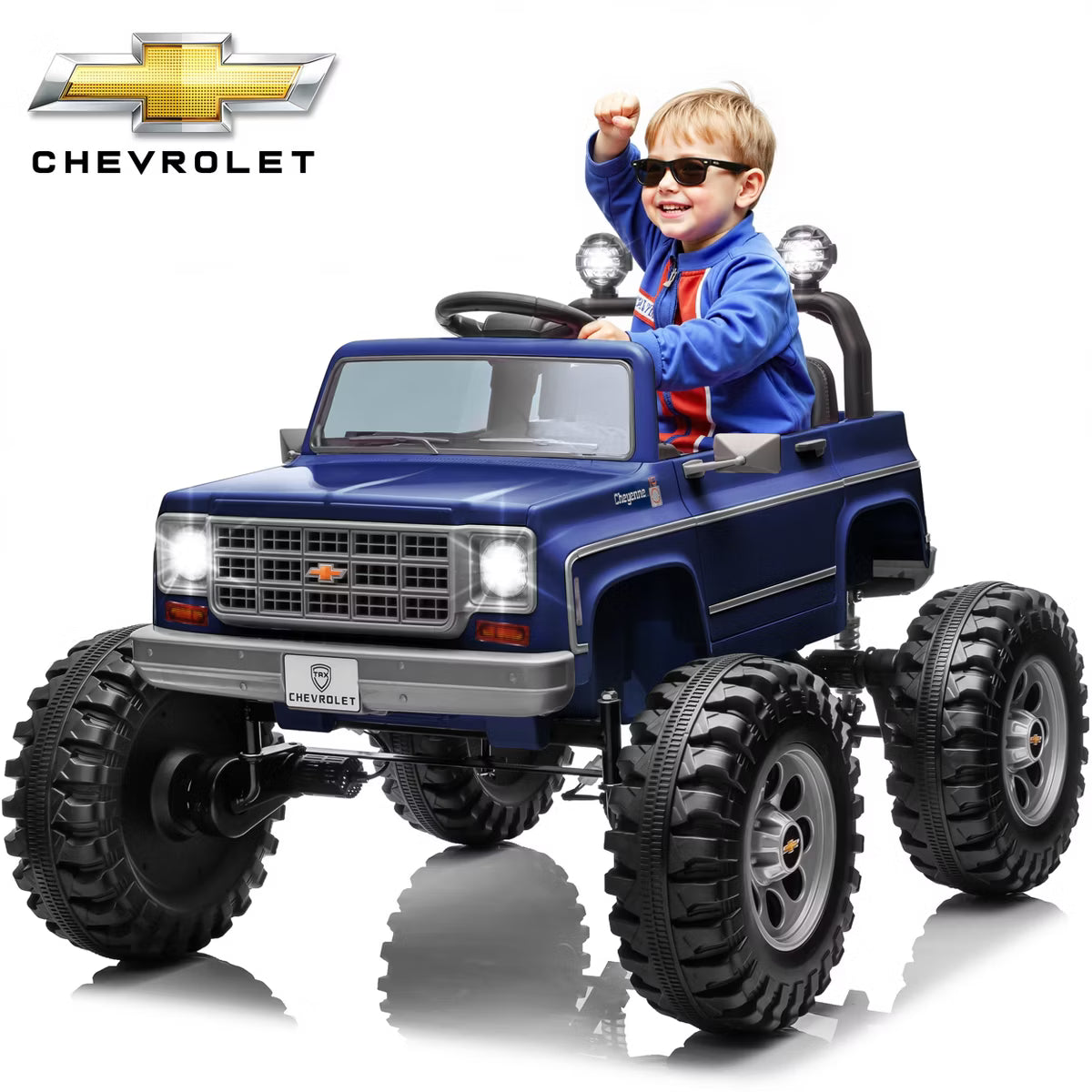 Joyracer Chevrolet 24V 4WD 2-Seater Ride On Truck for Kids, Electric Ride On Toys Cars with 7Ah Battery, Remote Control & MP3