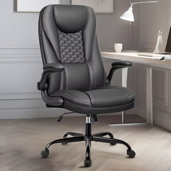 KERDOM Adjustable Office Desk Chair, Ergonomic Executive Chair with Padded Headrest and Armrests, Black